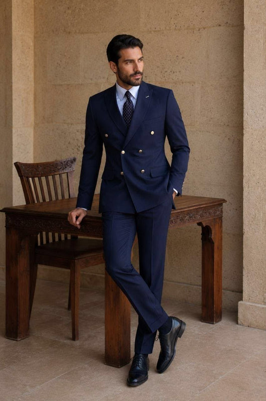 Old Money Navy Blue Double-Breasted Suit – Timeless Luxury & Quiet Sophistication