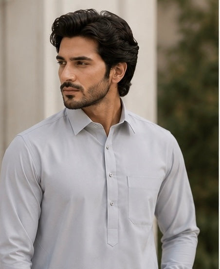 SIYARAM’S Ice Grey Premium Pathani Suit