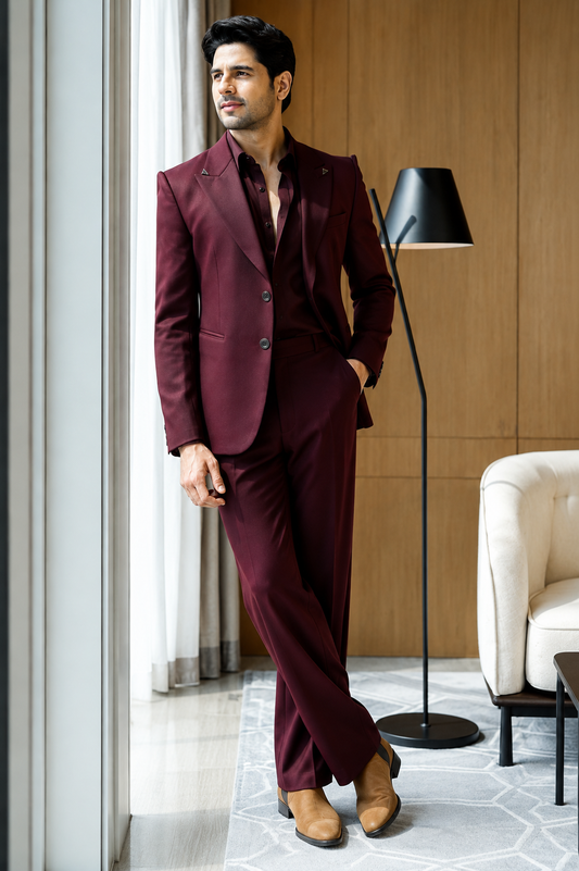 Burgundy Luxe Tailored Suit