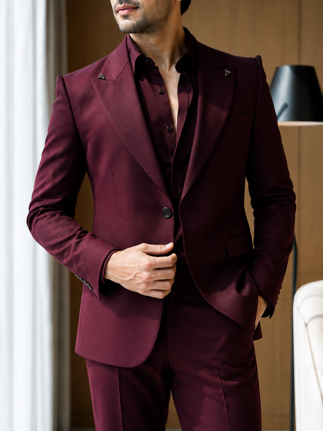 Burgundy Luxe Tailored Suit
