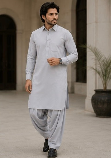 SIYARAM’S Ice Grey Premium Pathani Suit