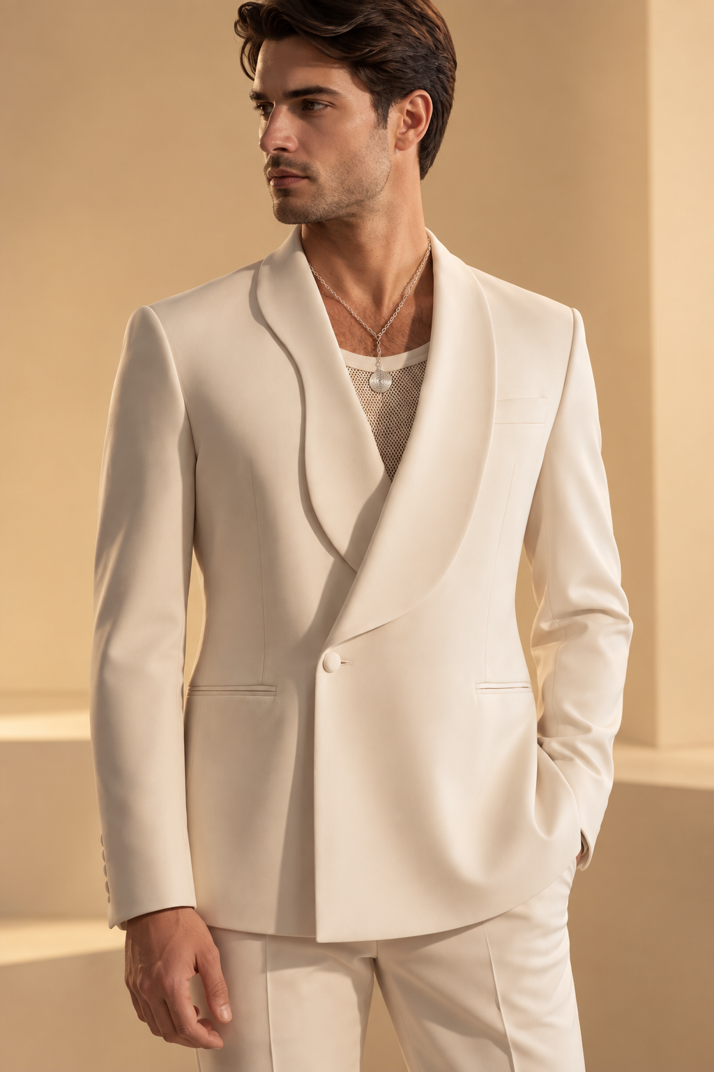 Ivory Luxury Shawl Lapel Tuxedo Suit