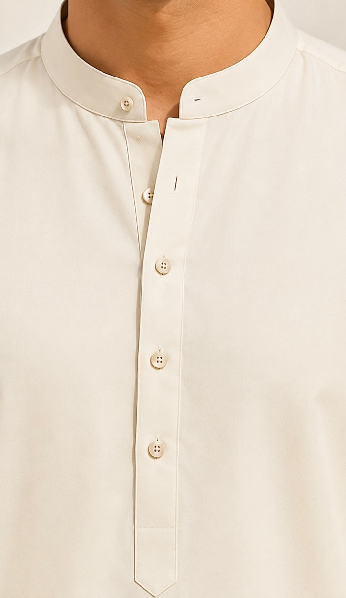 ROVIRO Premium Cream Kurta Pyjama for Men | Soft Cotton Blend | Mandarin Collar | Straight Fit