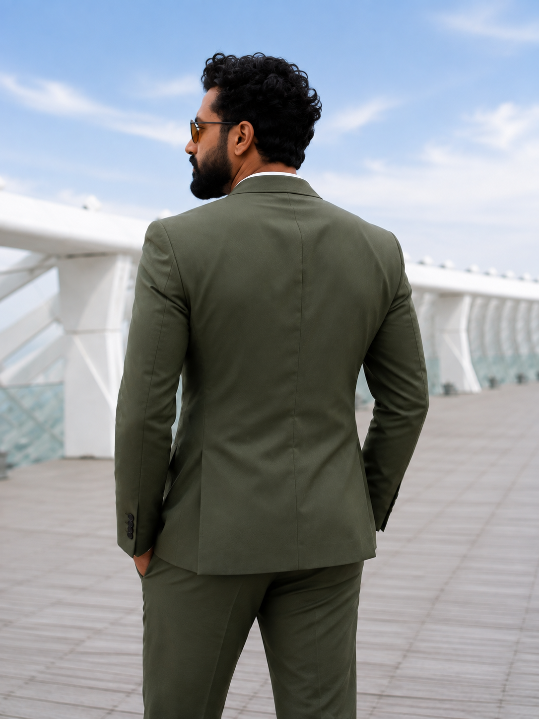 Olive Green Double-Breasted Suit | Premium Tailored Fit