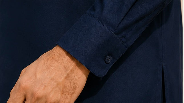 SAGAR Premium Navy Blue Kurta Pyjama for Men | Soft Cotton Blend | Mandarin Collar | Straight Fit