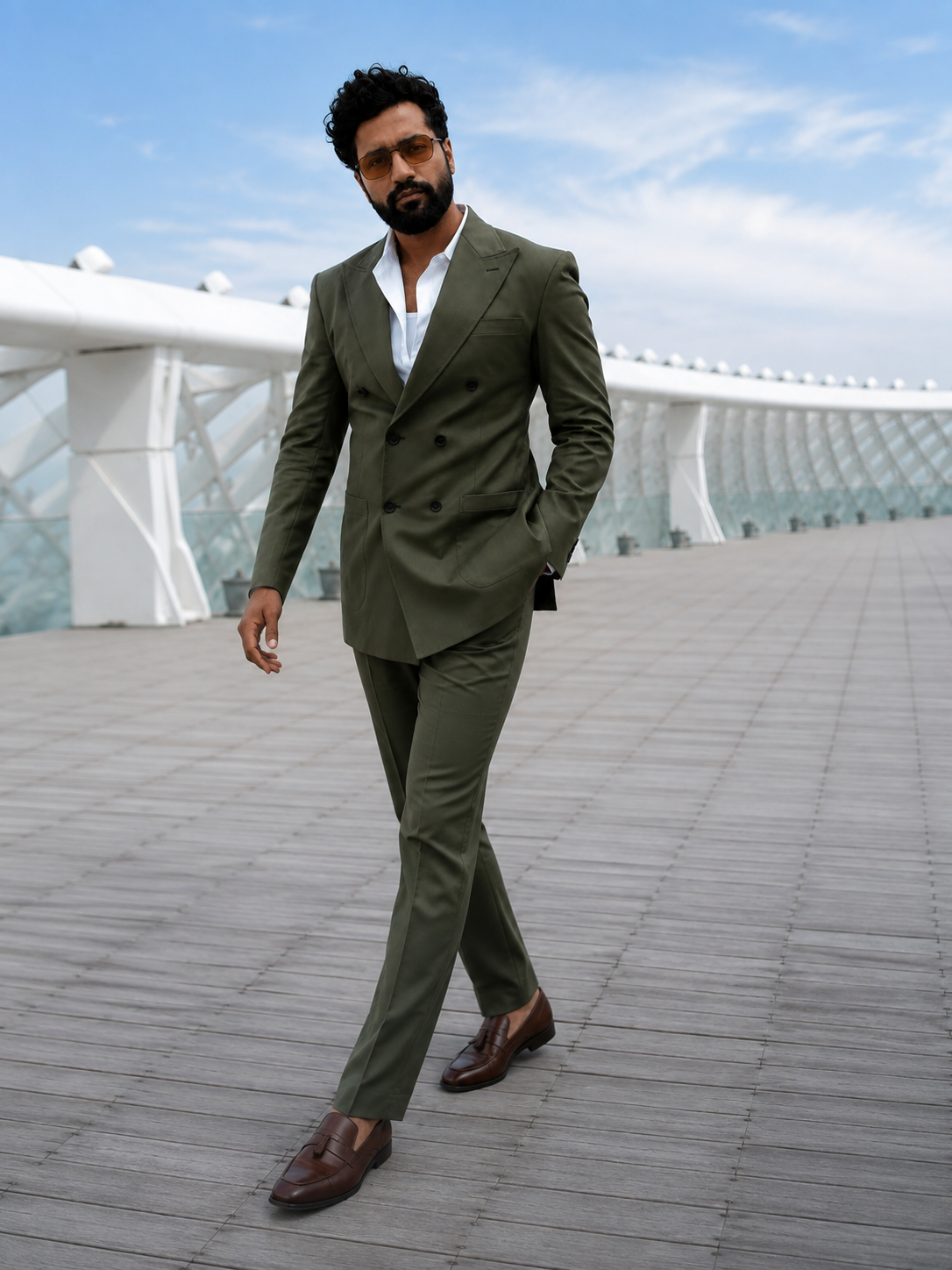 Olive Green Double-Breasted Suit | Premium Tailored Fit