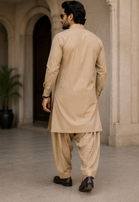 SIYARAM'S Premium Beige Pathani Suit for Men | Soft Feel | Classic Fit