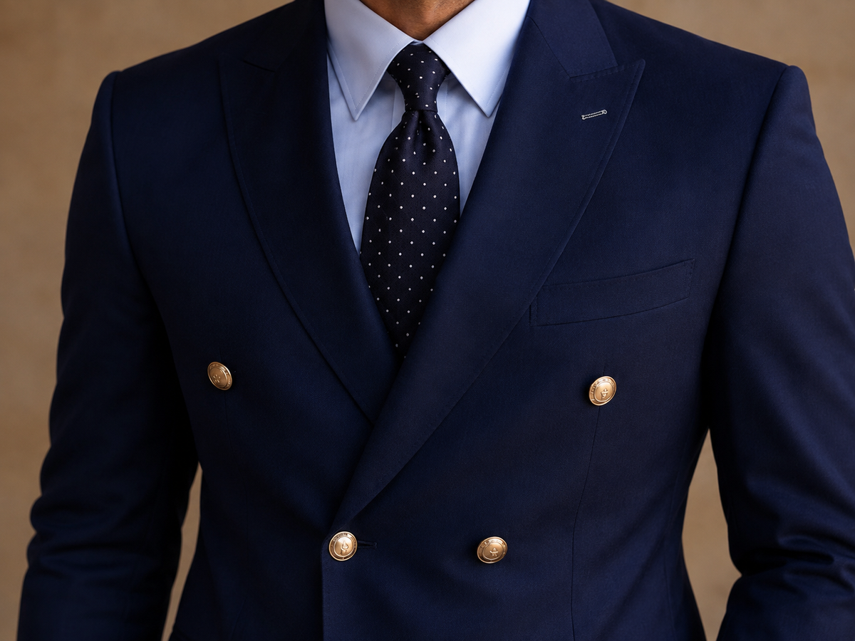 Old Money Navy Blue Double-Breasted Suit – Timeless Luxury & Quiet Sophistication