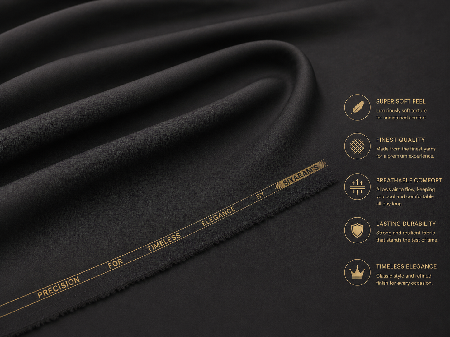 SIYARAM'S Signature Black Premium Pathani Suit – Super Soft Wash & Wear Fabric