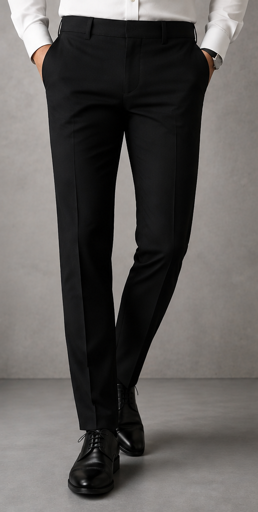 D&J Men's Premium Black Formal Pant | Tailored Fit | Stretch Fit