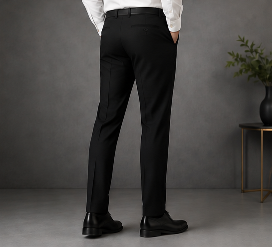 D&J Men's Premium Black Formal Pant | Tailored Fit | Stretch Fit