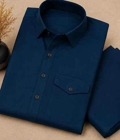 SAGAR Dark Denim Blue Pathani Suit for Men – Premium Traditional Kurta & Salwar Set | Chest Pocket Design | Soft Breathable Fabric | Regular Fit | Ethnic & Festive Wear