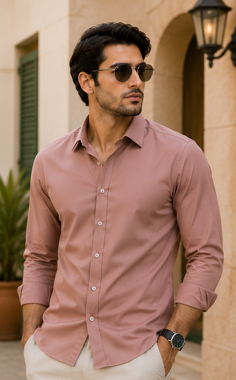 BAMBOO Men's Premium Hazel Rose Cotton Shirt | Elegant Full Sleeve Smart Casual & Formal Shirt
