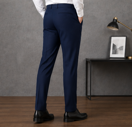 D&J Men's Premium Navy Blue Formal Pant | Tailored Fit | Stretch Comfort