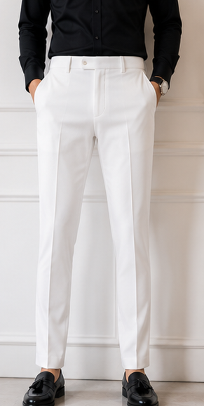 VALIANT Men's Premium White Formal Pant | Tailored Fit