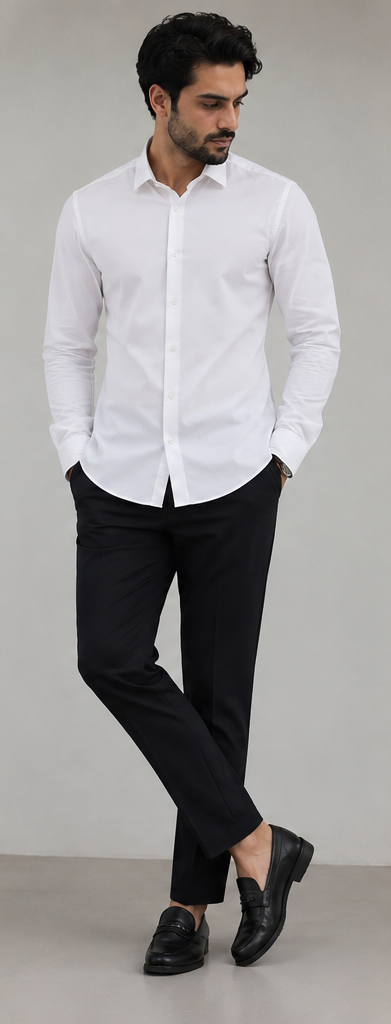 ARVIND Premium Classic White Cotton Shirt for Men | Crisp Formal & Smart Casual Full Sleeve Shirt